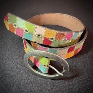 🌸 FOSSIL ..... colorful patchwork belt 🌸